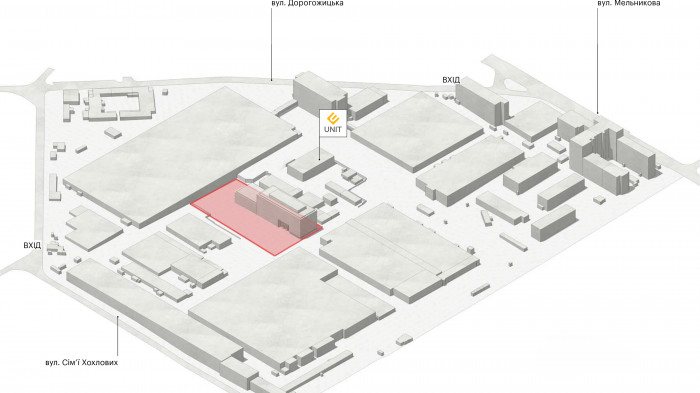 Поруч знаходиться ІТ-школа 'UNIT.Factory' / Event plaza 'UNIT.City'