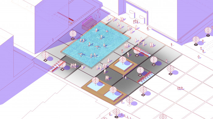 Площа на другому етапі будівництва — ковзанка / Event plaza 'UNIT.City'