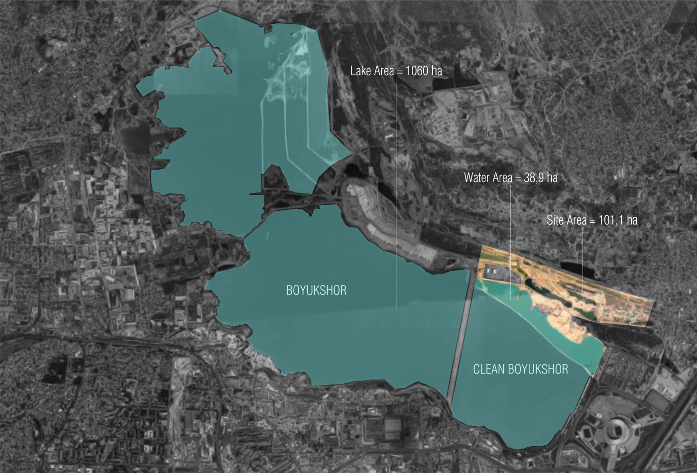 Розташування проектної ділянки на території озера Беюк-Шор Розташування проектної ділянки на території озера Беюк-Шор / Парк розваг з зоопарком на території озера Беюк-Шор