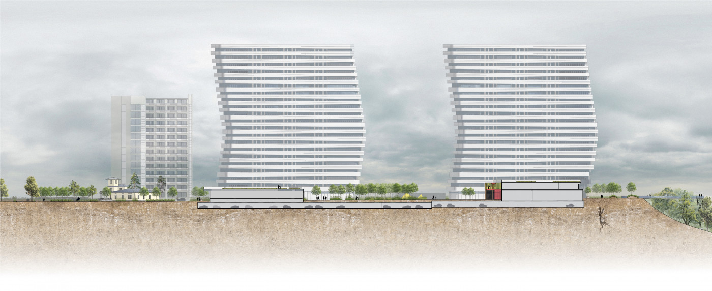 Розріз 1-1 Розріз 1-1 / Територія ЖК 'Kandinsky'