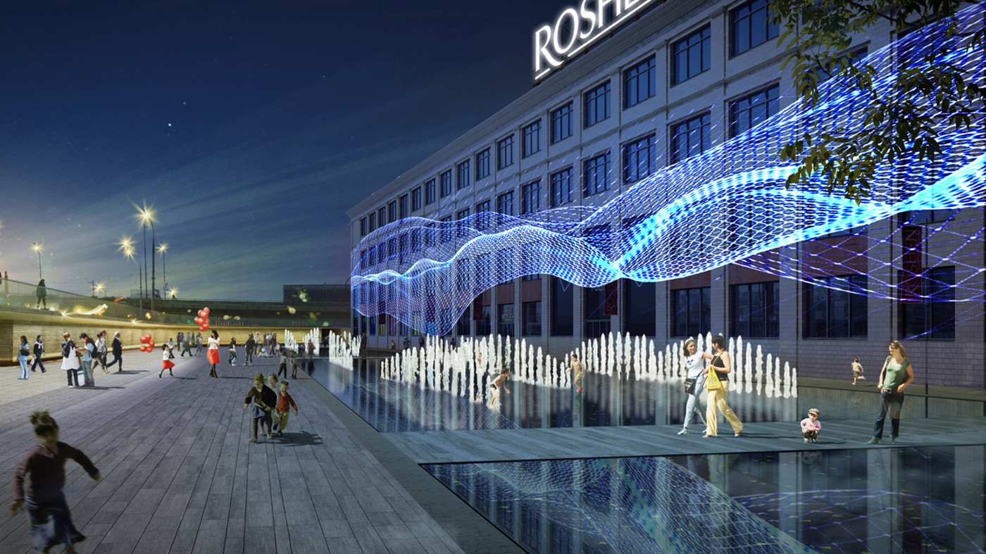 Центральна площа © 'In Situ' atelier de paysages et d'urbanisme Центральна площа © 'In Situ' atelier de paysages et d'urbanisme / Внутрішній двір офісу 'Roshen'