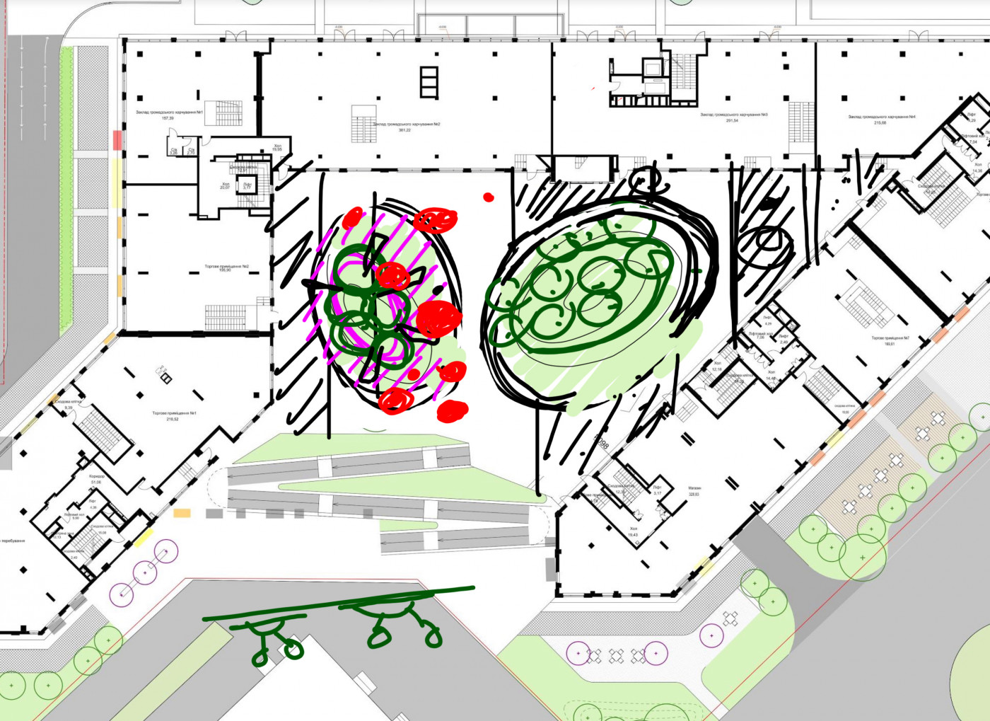/ 67 Peremohy Avenue – Podium & Streetscape Landscape