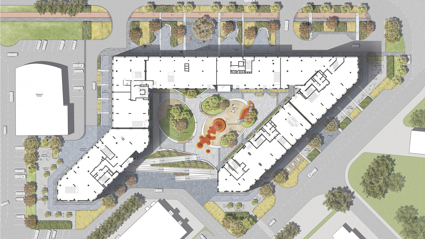 / 67 Peremohy Avenue – Podium & Streetscape Landscape