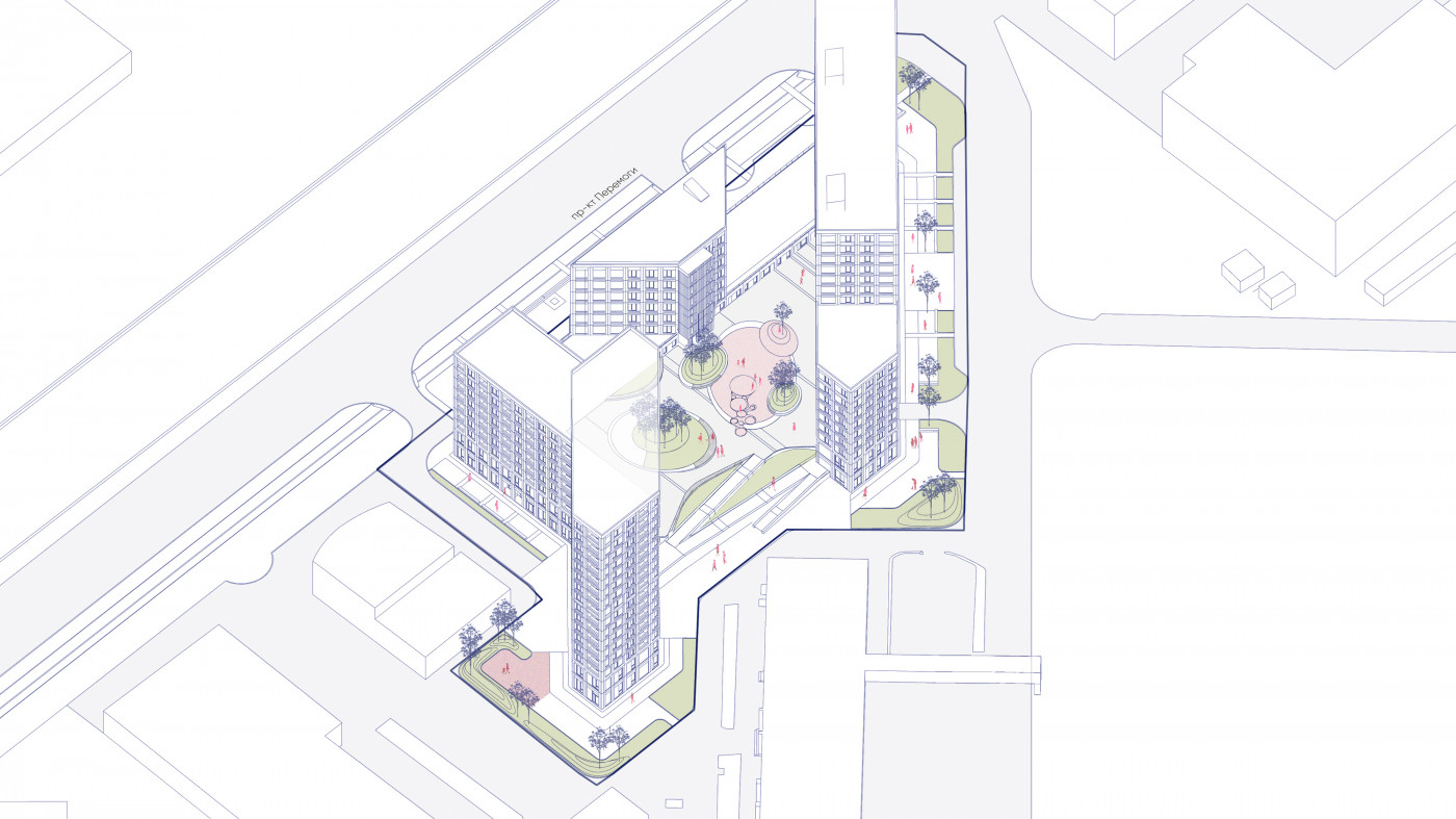 / 67 Peremohy Avenue – Podium & Streetscape Landscape