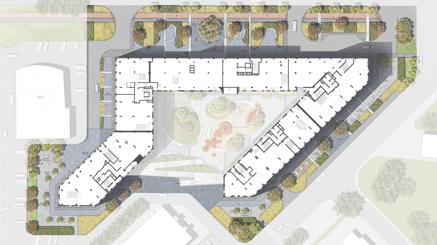 / 67 Peremohy Avenue – Podium & Streetscape Landscape