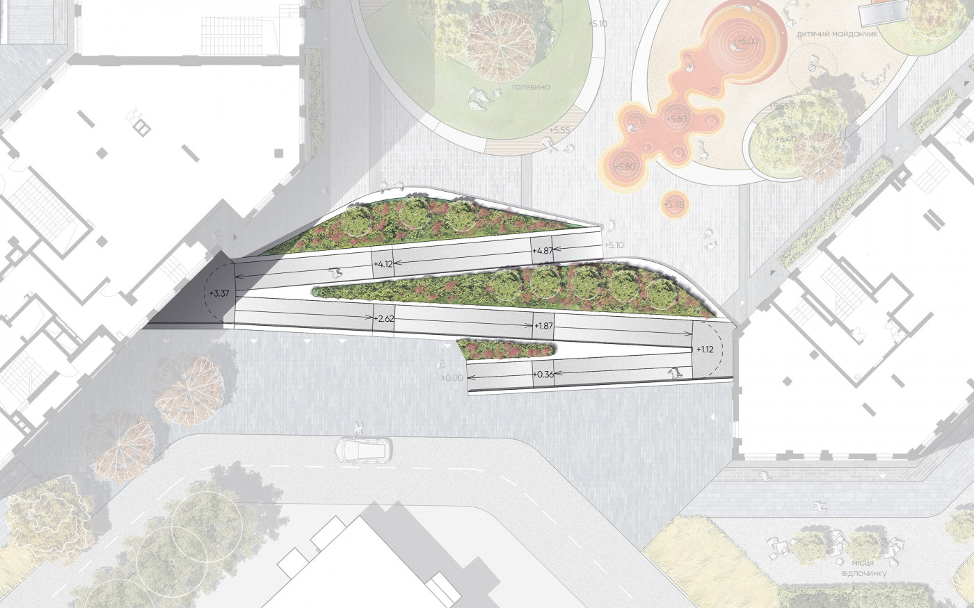 / 67 Peremohy Avenue – Podium & Streetscape Landscape