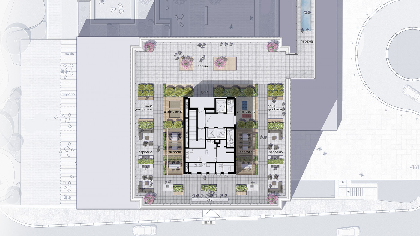 / Tetris Hall – Rooftop Garden / Tetris Hall – Rooftop Garden