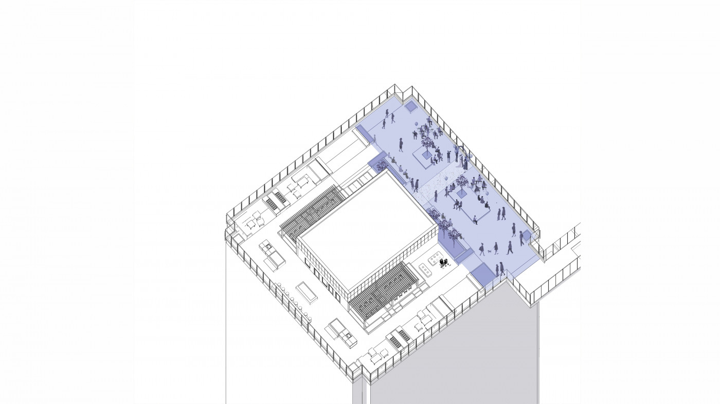 / Tetris Hall – Rooftop Garden / Tetris Hall – Rooftop Garden