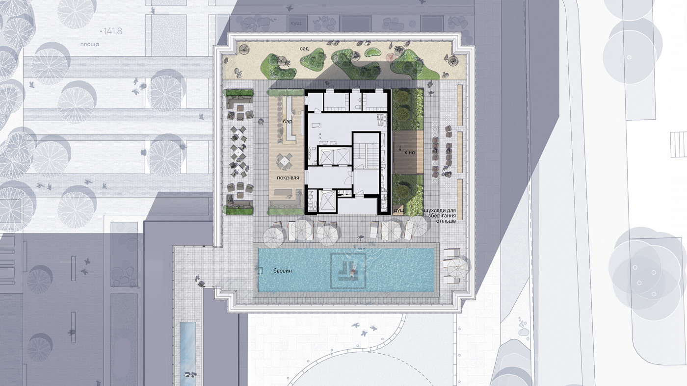 / Tetris Hall – Rooftop Garden / Tetris Hall – Rooftop Garden