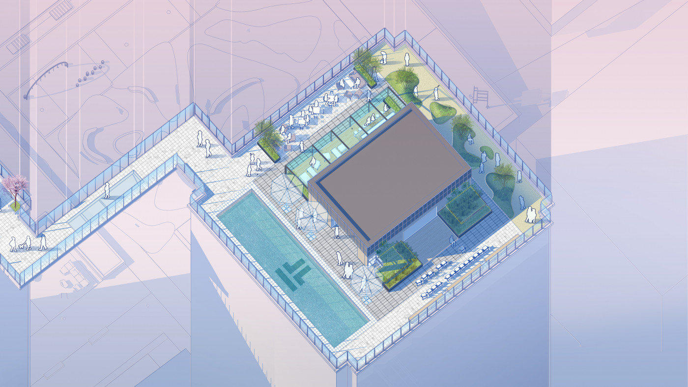 / Tetris Hall – Rooftop Garden / Tetris Hall – Rooftop Garden