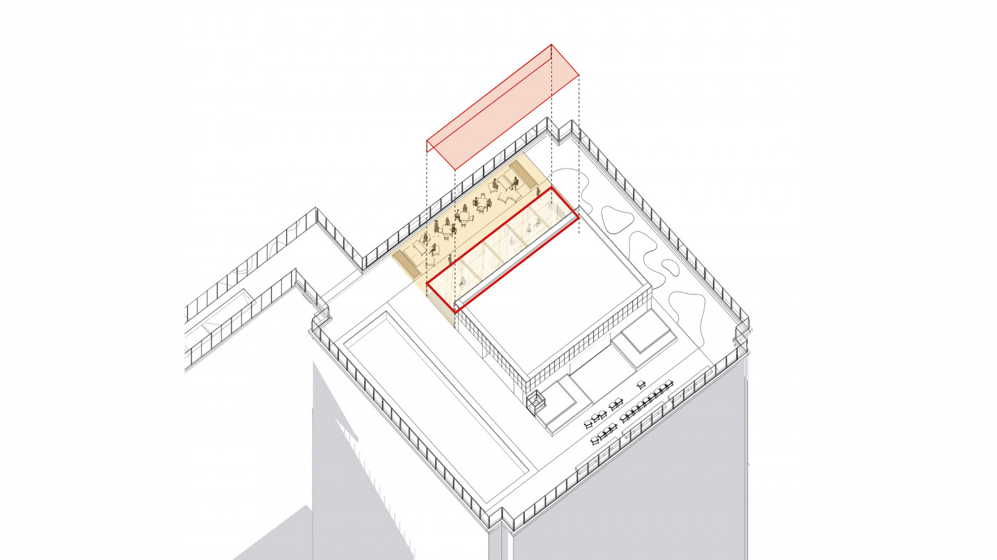 / Tetris Hall – Rooftop Garden / Tetris Hall – Rooftop Garden