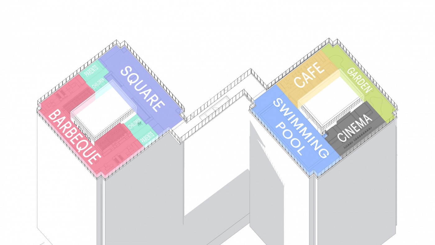 / Tetris Hall – Rooftop Garden / Tetris Hall – Rooftop Garden