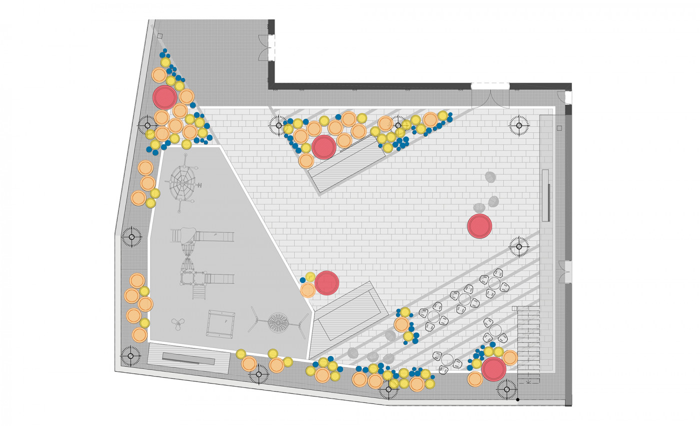 Схема розміщення горщиків та кадок Схема розміщення горщиків та кадок / Внутрішнє подвір'я ЖК  'CHICAGO Central House '