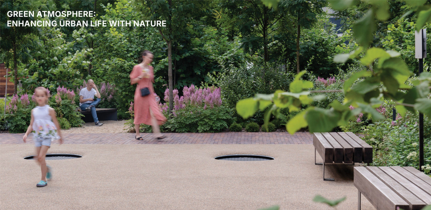 Green infrastructure that enhances urban living by regulating climate, improving air quality, and creating healthier, more resilient public spaces. Green infrastructure that enhances urban living by regulating climate, improving air quality, and creating healthier, more resilient public spaces. / UNIT.City Innovation park